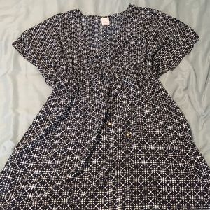 Patterned Blue and White Chiffon Swimsuit Cover Up